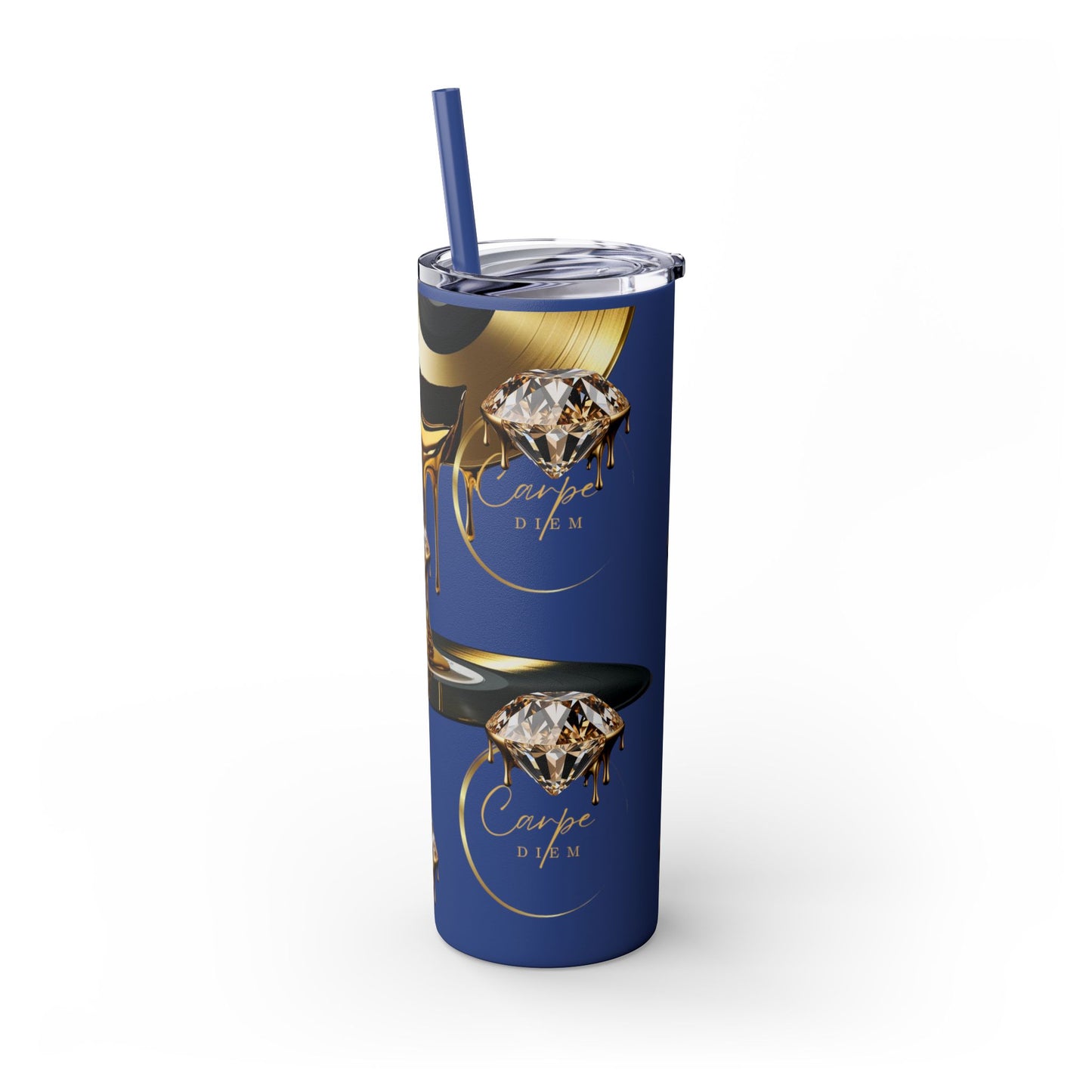 Carpe Diem Skinny Tumbler with Straw, 20oz