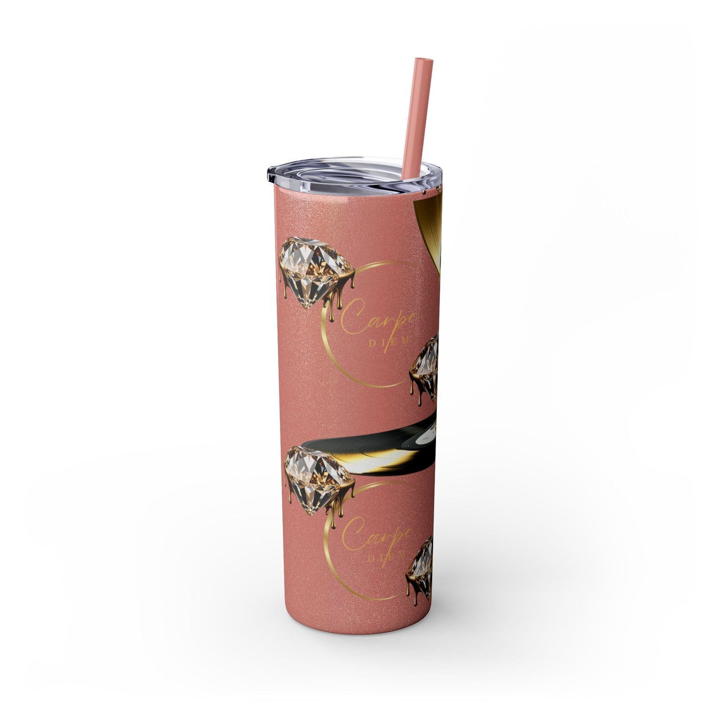 Carpe Diem Skinny Tumbler with Straw, 20oz