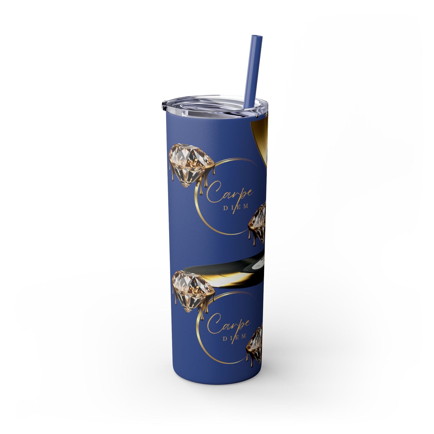 Carpe Diem Skinny Tumbler with Straw, 20oz