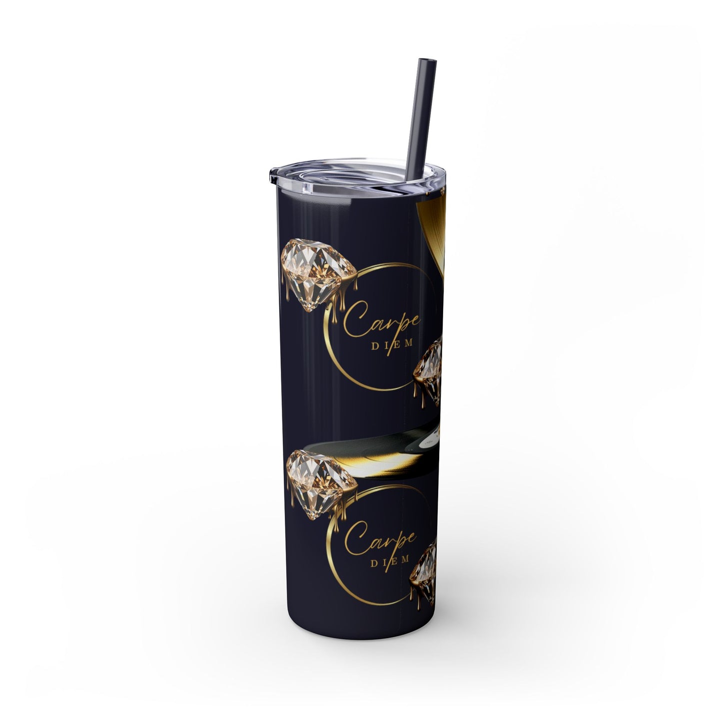 Carpe Diem Skinny Tumbler with Straw, 20oz