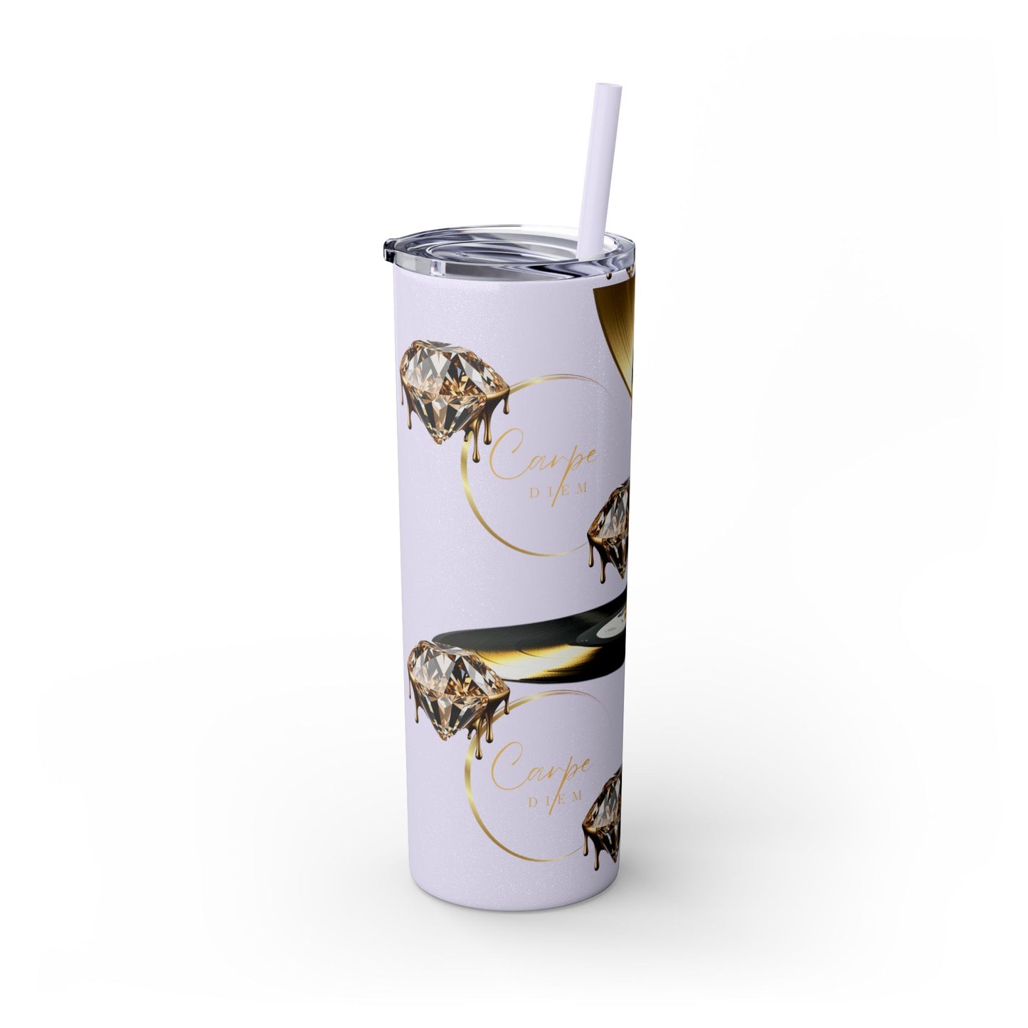 Carpe Diem Skinny Tumbler with Straw, 20oz