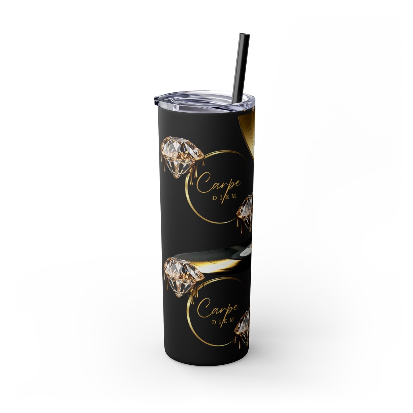 Carpe Diem Skinny Tumbler with Straw, 20oz