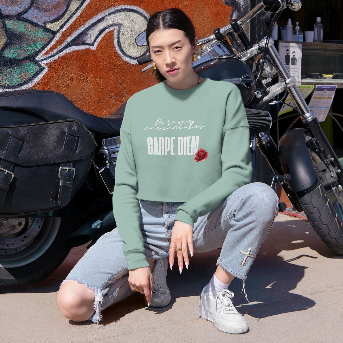 Carpe Diem Women's Cropped Sweatshirt Mia's Collection