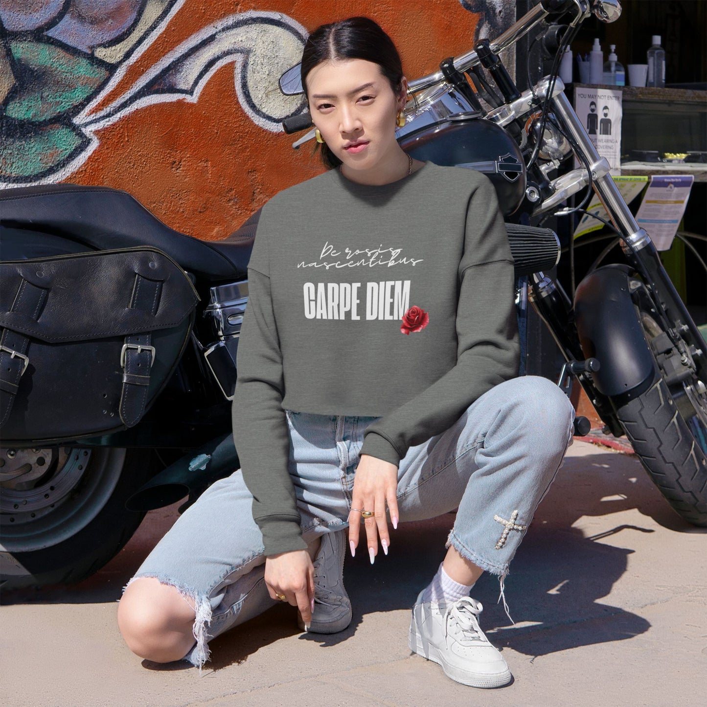 Carpe Diem Women's Cropped Sweatshirt Mia's Collection