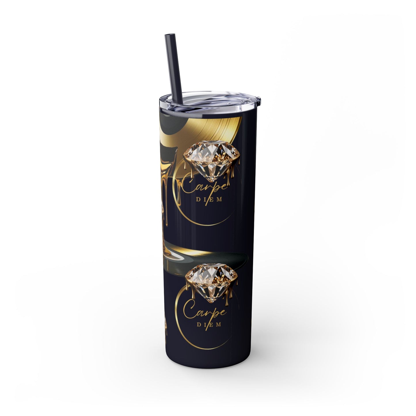 Carpe Diem Skinny Tumbler with Straw, 20oz