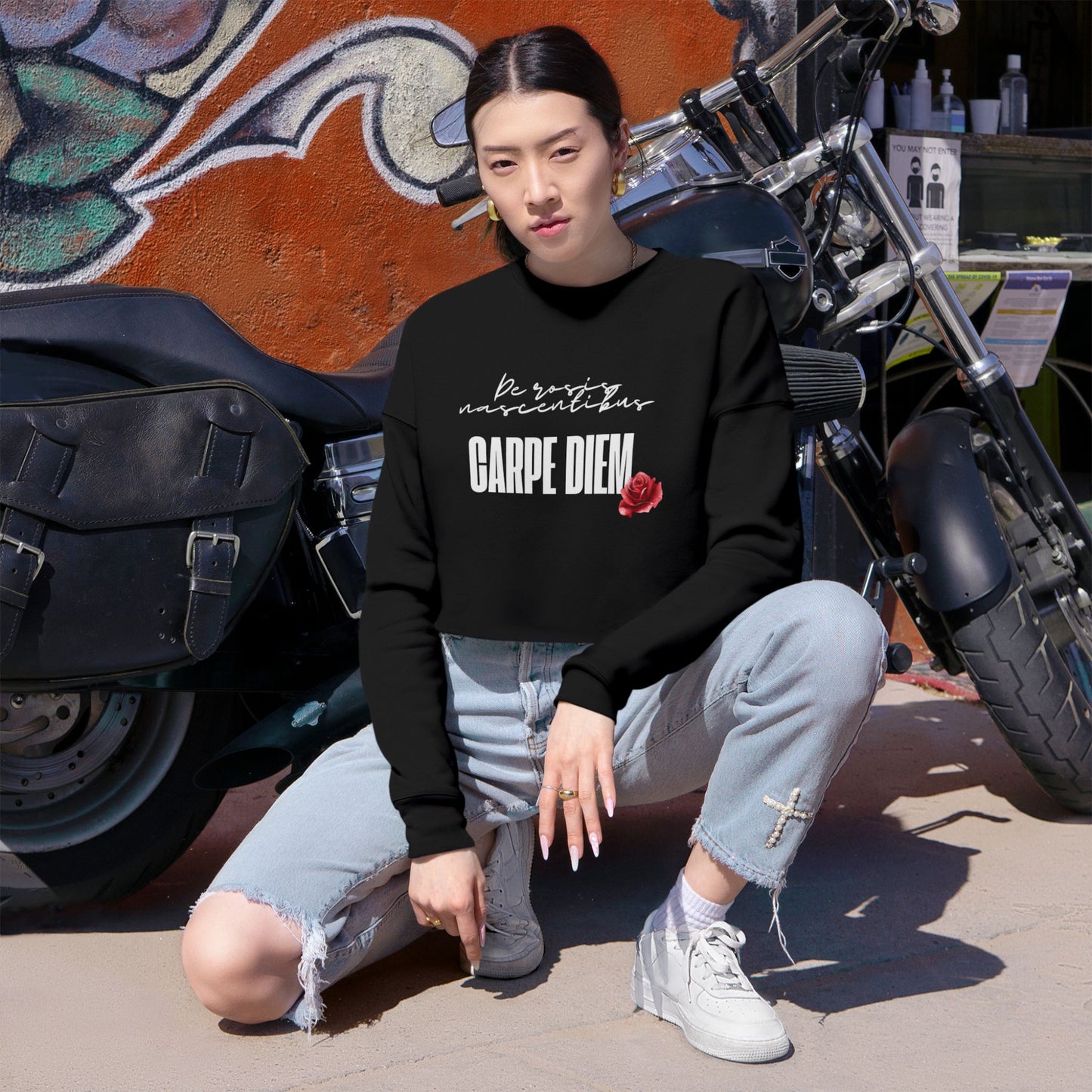 Carpe Diem Women's Cropped Sweatshirt Mia's Collection