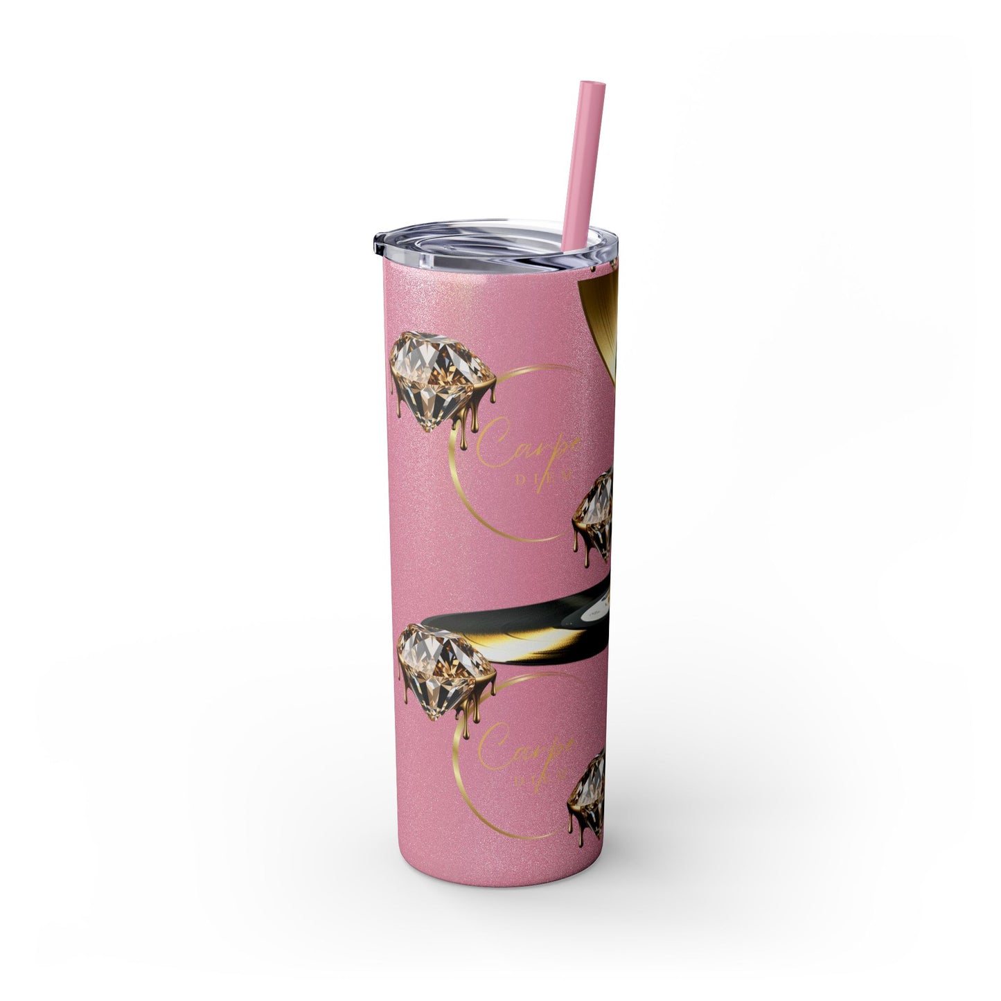 Carpe Diem Skinny Tumbler with Straw, 20oz