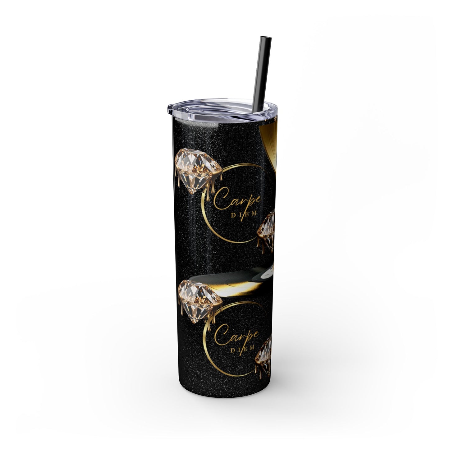 Carpe Diem Skinny Tumbler with Straw, 20oz