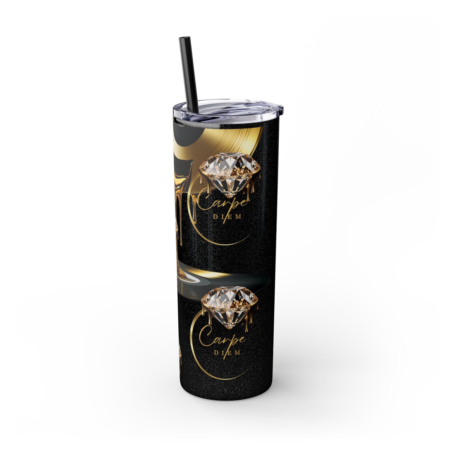 Carpe Diem Skinny Tumbler with Straw, 20oz