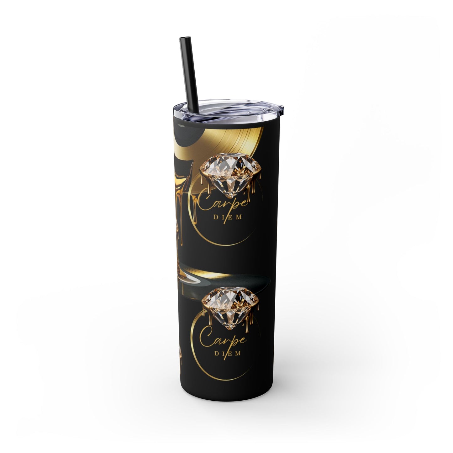 Carpe Diem Skinny Tumbler with Straw, 20oz