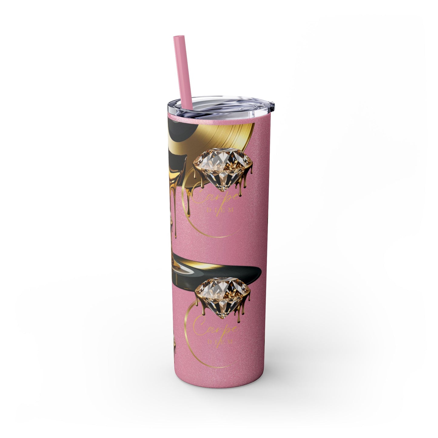 Carpe Diem Skinny Tumbler with Straw, 20oz