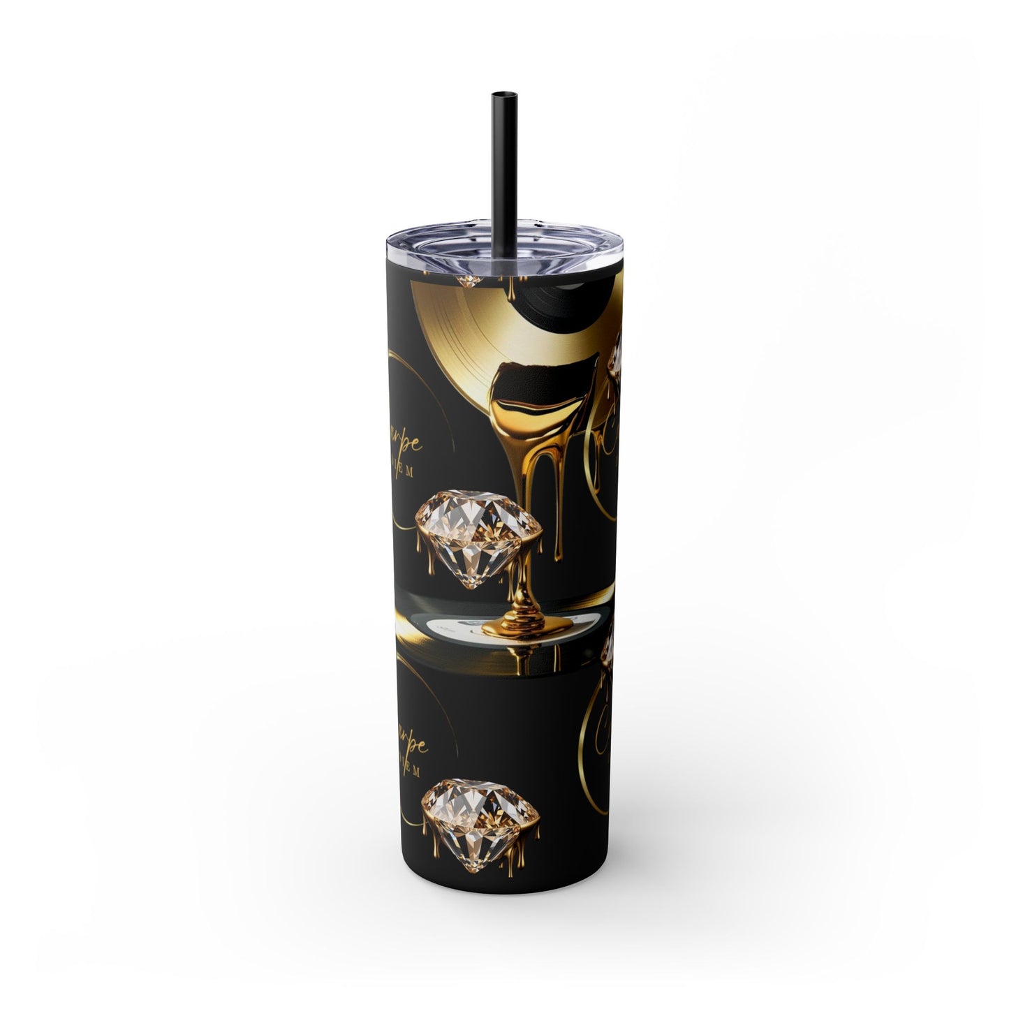 Carpe Diem Skinny Tumbler with Straw, 20oz