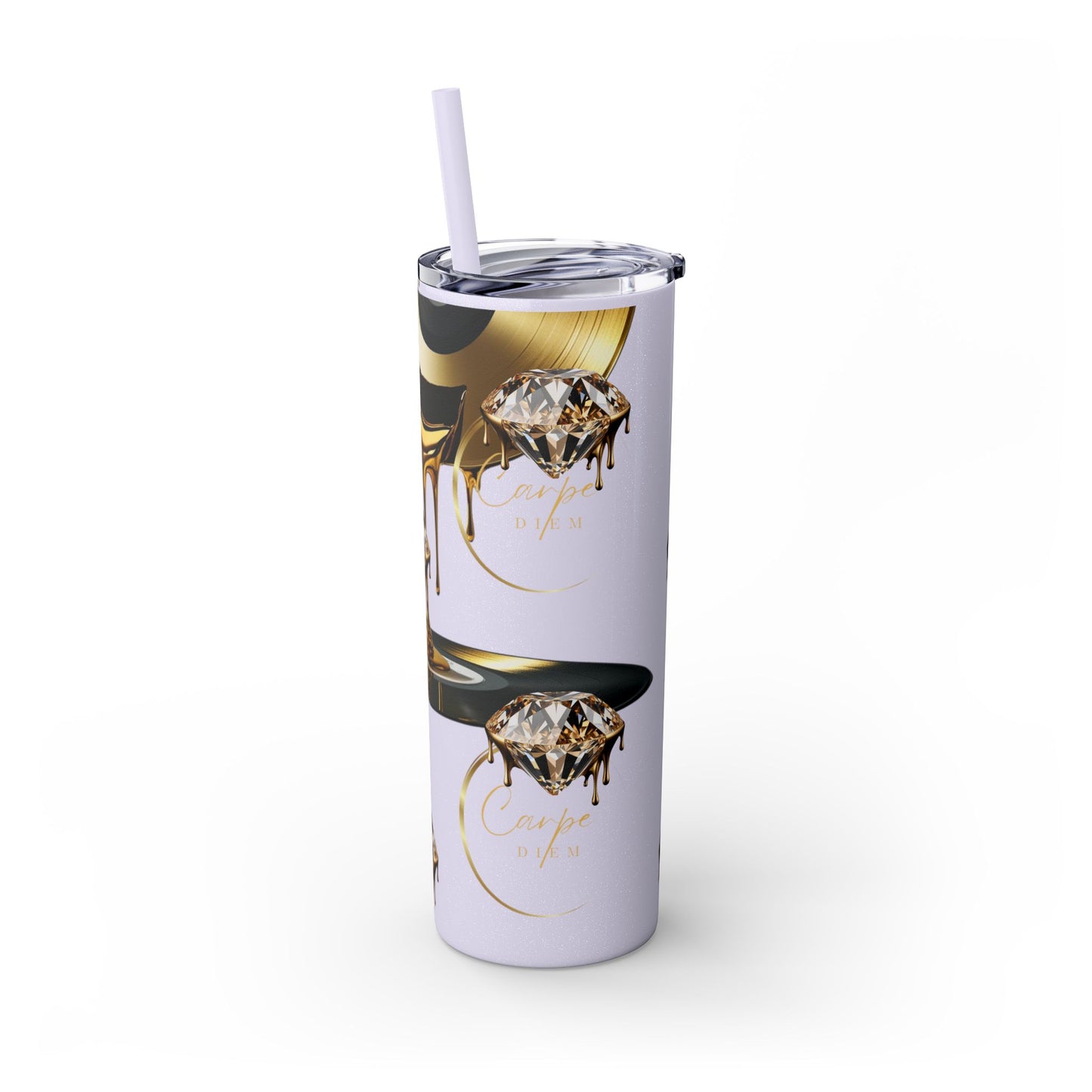 Carpe Diem Skinny Tumbler with Straw, 20oz